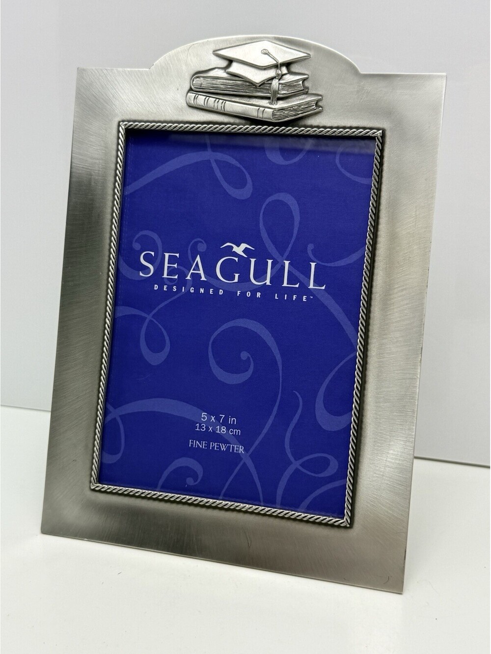 Vtg SEAGULL Fine Pewter Graduation Photo Frame Canada 1998 5 x 7 Grad Cap Books